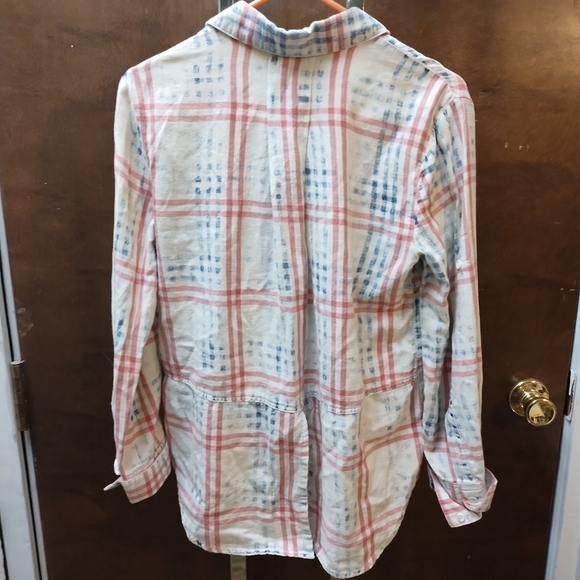 Cloth & Stone Womens  Plaid Lace Split Back Button Shirt Women's long sl… - Picture 3 of 6